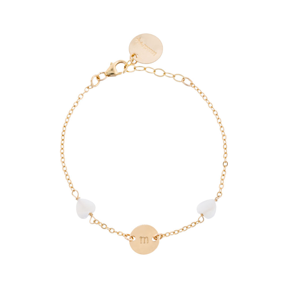 Love you Mean it: Personalized Gold Bracelet, Pearl-Hearts Detail – taudrey