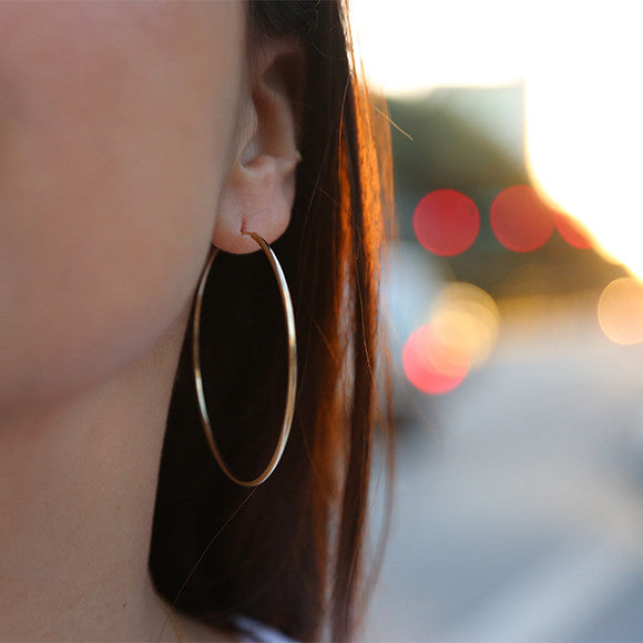 Silver Chunky Hoop Earrings with post, .925 Sterling Silver – KesleyBoutique