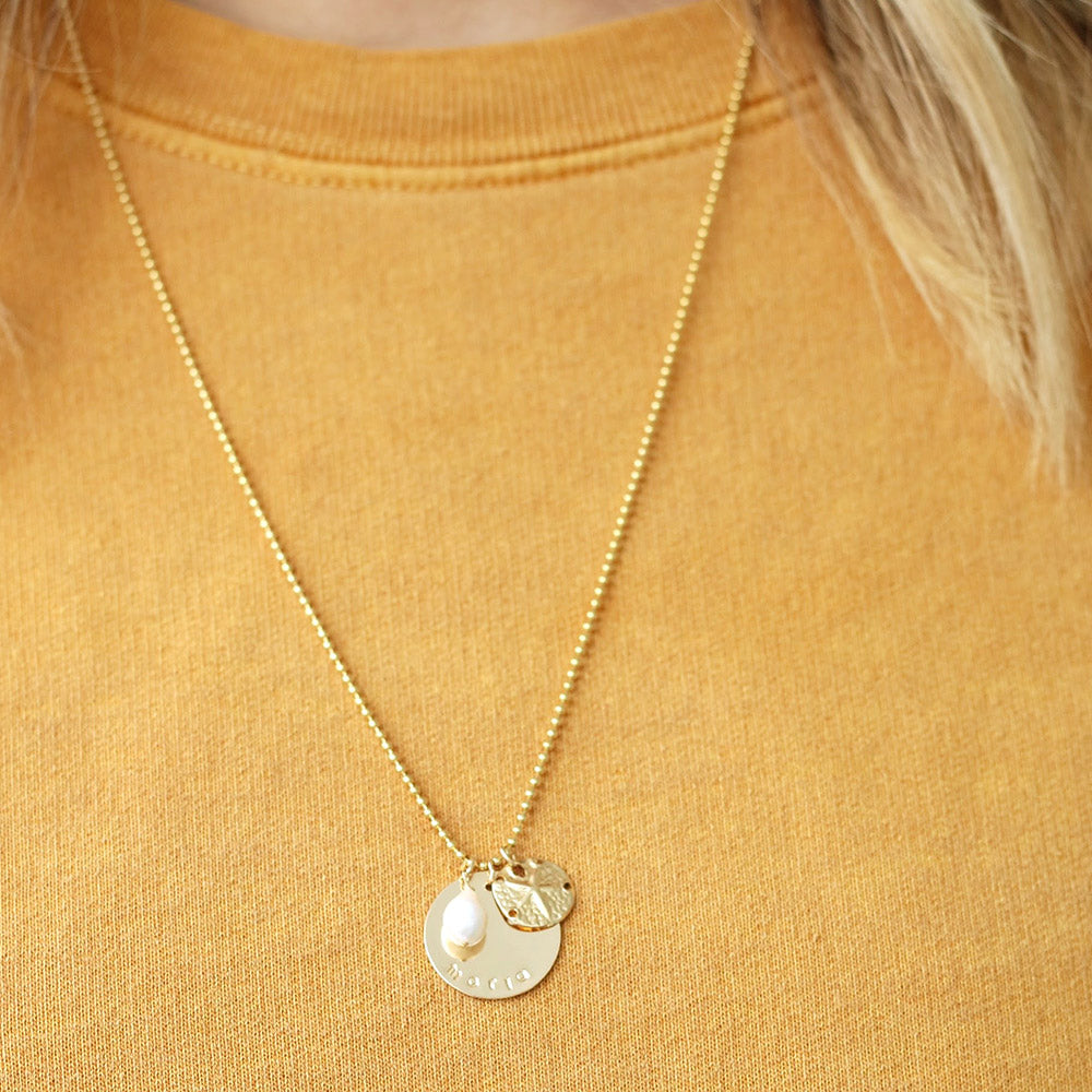 taudrey just keep swimming necklace personalized charm pearl sand dollar details details