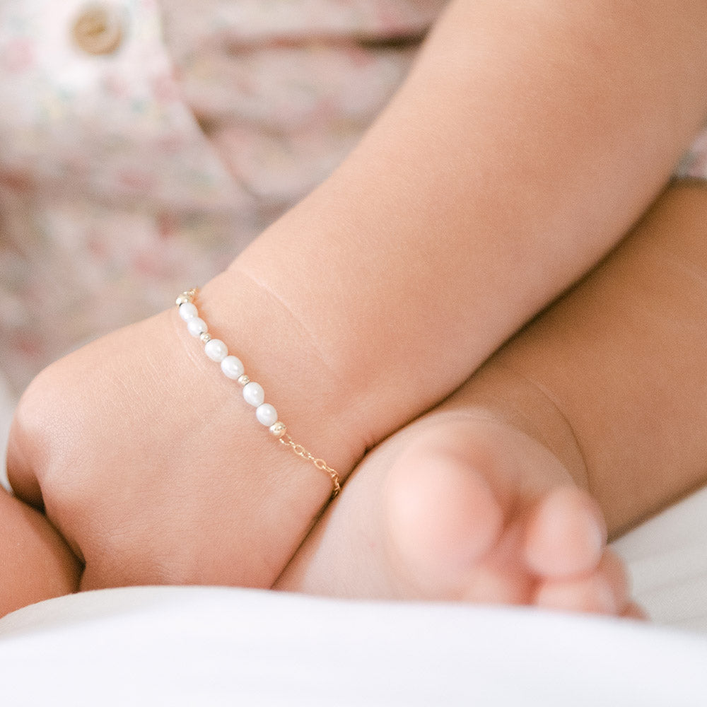 Personalized Gold Baby Bracelet Bangle with Diamond Baby Shower gift –  Little Gold Daisy